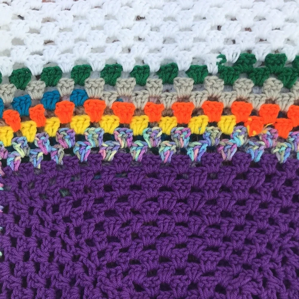 Vintage Handmade Infinity Granny Square Baby Blanket